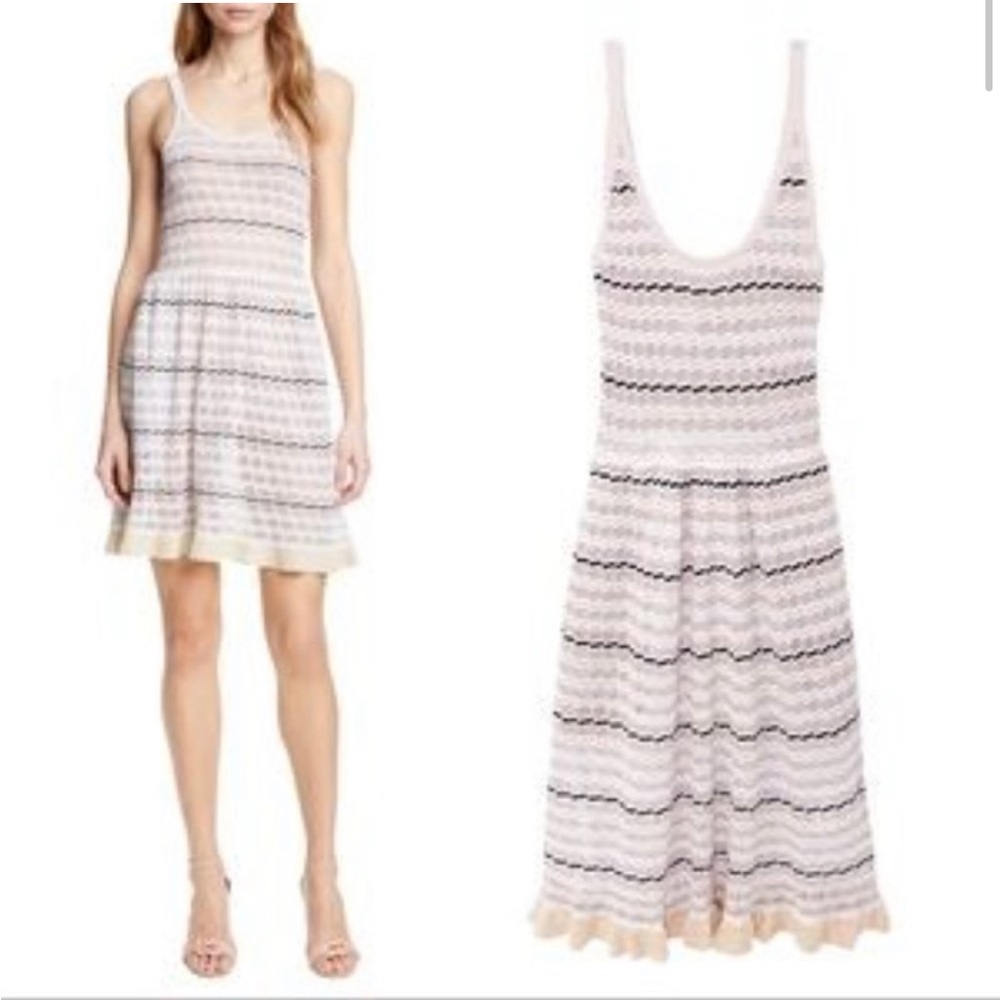 New Rebecca Taylor La Vie Multi Stripe Pointelle Sweater Dress